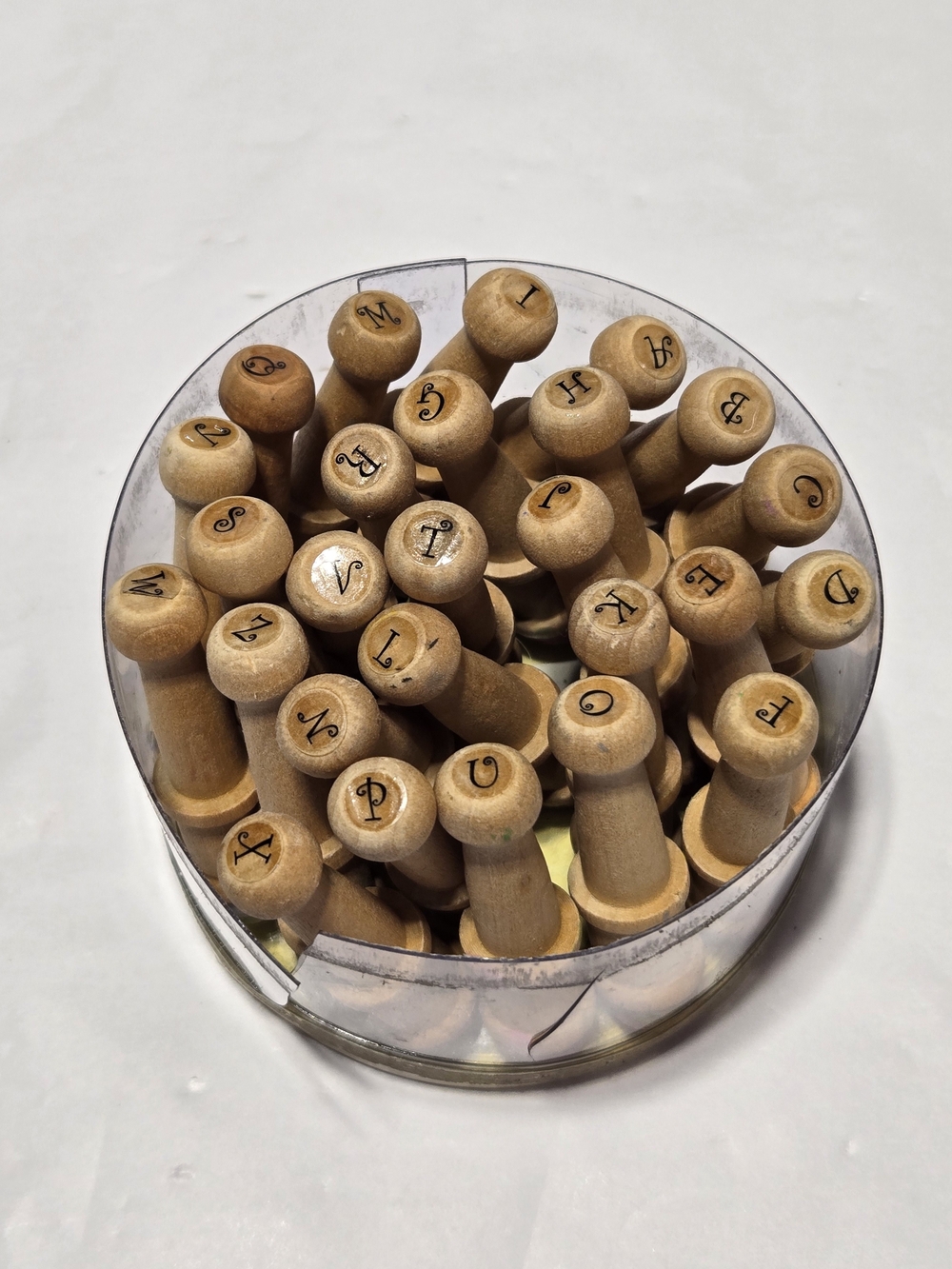 Lot 20- Wooden Alphabet Stamp Set - Natural Wood